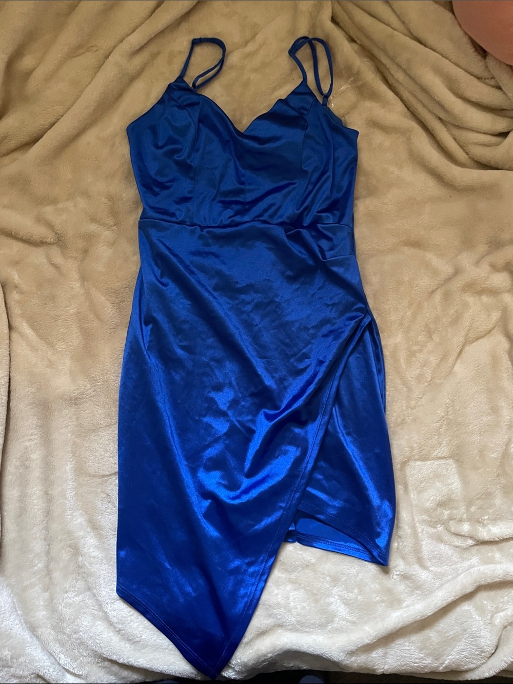 Honey and Rosie Royal Blue Asymmetrical Slip Dress